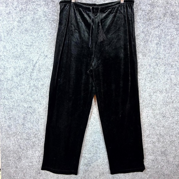 Amanda Smith Pants - Amanda Smith Velvet Pants Womens Medium Black Stretch Wide Leg Elastic Waist